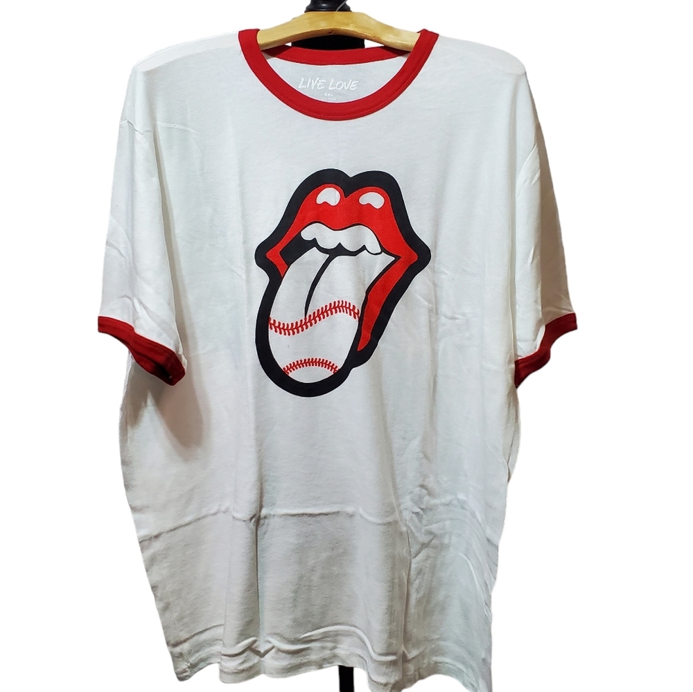Live love gameday Baseball  Mouth printed crewneck short sleeve tee XXL unisex